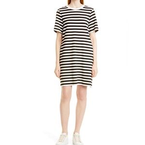 Stripe Knit Tunic Dress In Black- Ivory Stripe
